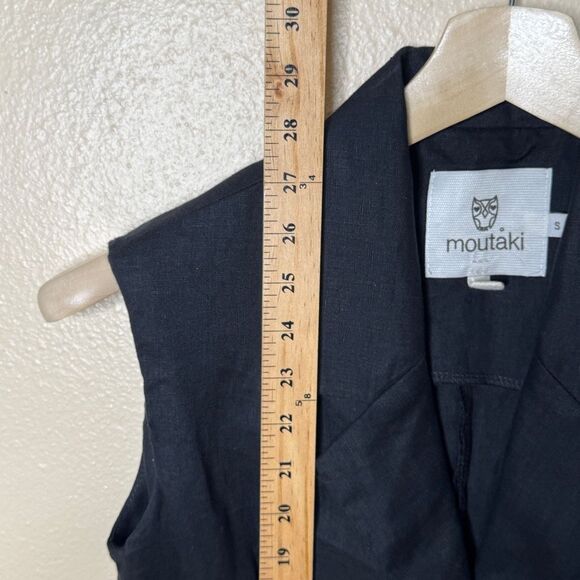 Mautaki Blazer Vest Women Small Black Sleeveless One Button Linen Shoulder Pads - Picture 7 of 9